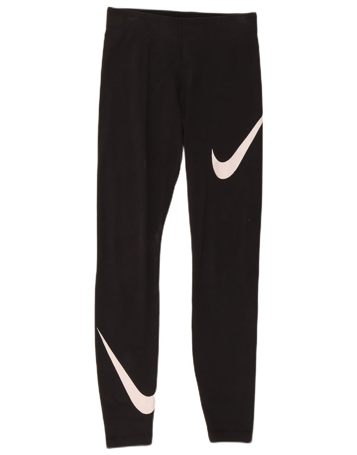 Nike Womens Graphic Leggings UK 8 Small Black Cotton