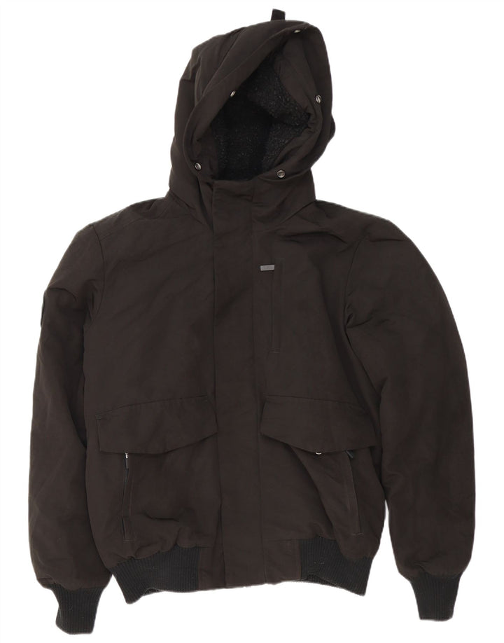 SUPERDRY Mens Hooded Bomber Jacket UK 38 Medium Black Nylon