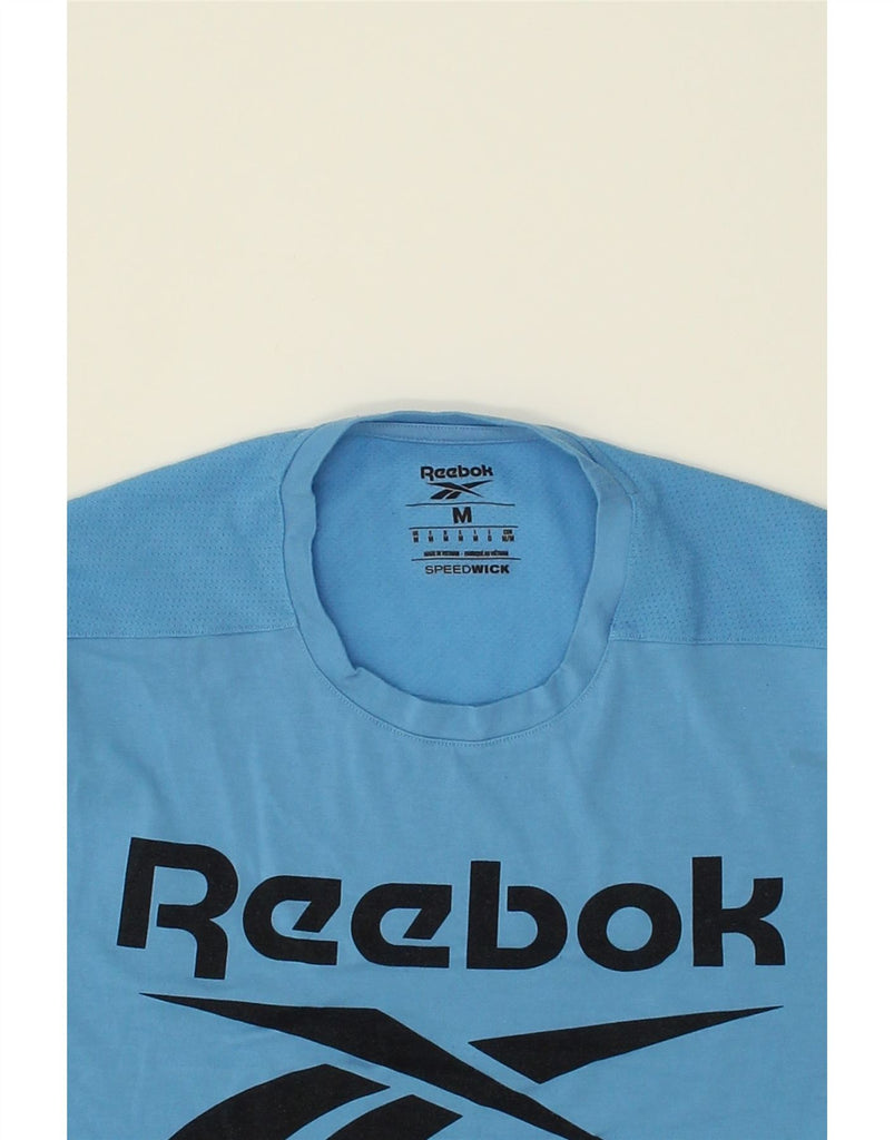 REEBOK Mens Graphic T-Shirt Top Medium Blue Polyester | Vintage Reebok | Thrift | Second-Hand Reebok | Used Clothing | Messina Hembry 