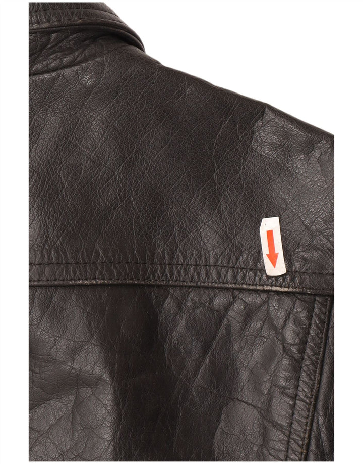 Vintage Womens Leather Jacket IT 42 Medium Black Leather