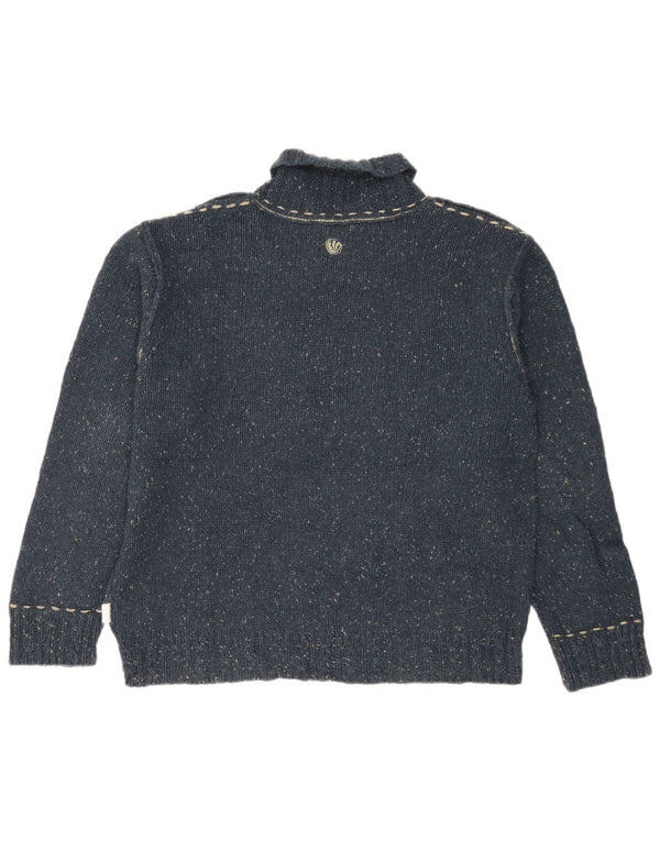 Fat Face Mens Shawl Neck Jumper Sweater Large Navy Blue Flecked Wool