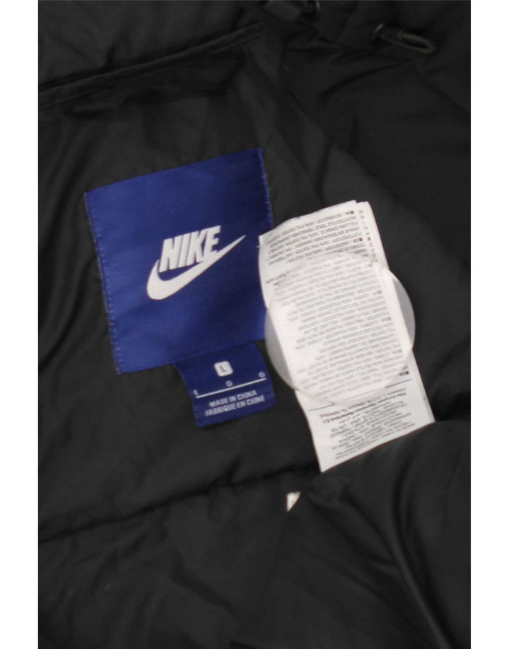 Nike Mens Hooded Padded Jacket UK 40 Large Black Polyester