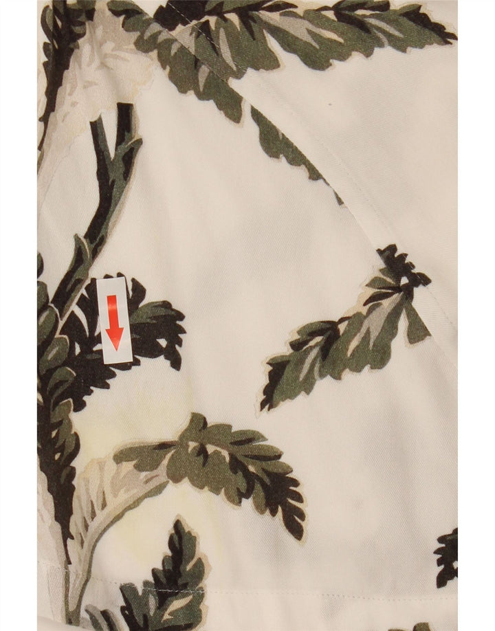 Reiss Mens Short Sleeve Shirt Large White Floral Viscose