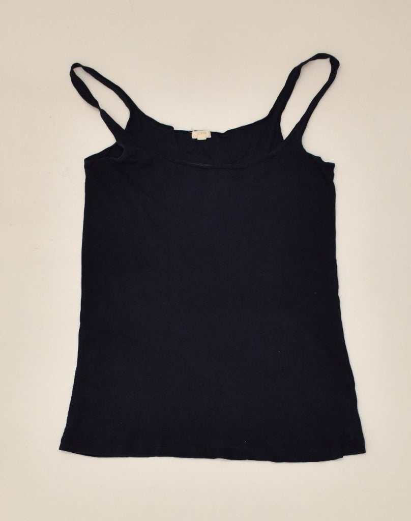 J. CREW Womens Cami Top UK 8 Small Navy Blue Cotton | Vintage J. Crew | Thrift | Second-Hand J. Crew | Used Clothing | Messina Hembry 