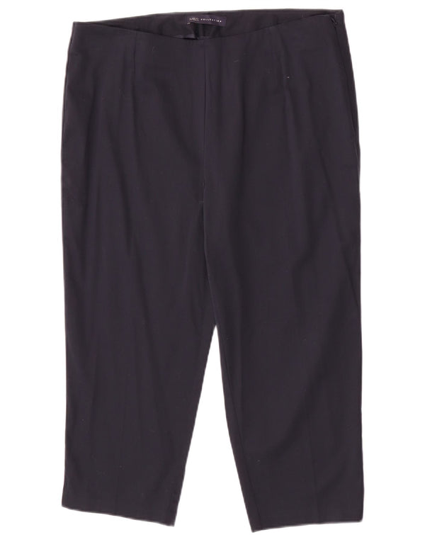 Marks & Spencer Womens Capri Trousers UK 14 Large W32 L20 Navy Blue Cotton
