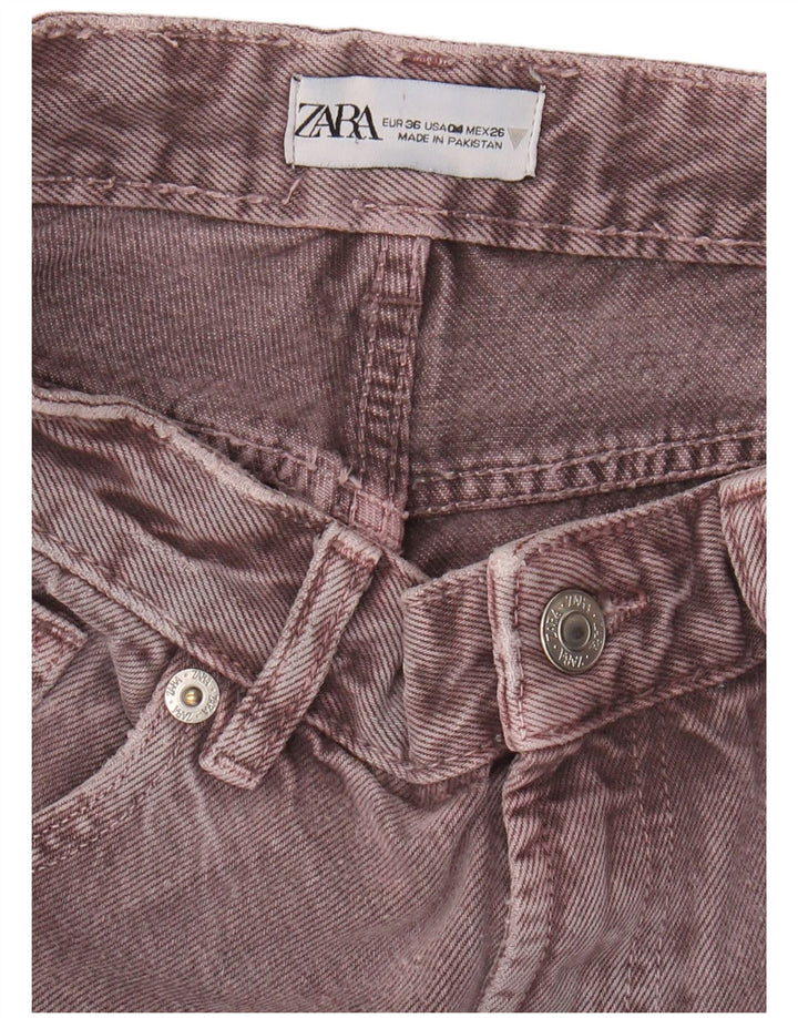 ZARA Womens Flared Jeans EU 36 XS W26 L29 Burgundy