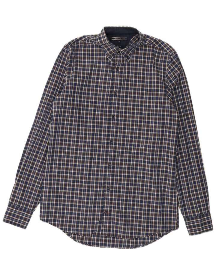 Tommy Hilfiger Mens Slim Fit Shirt Medium Blue Check