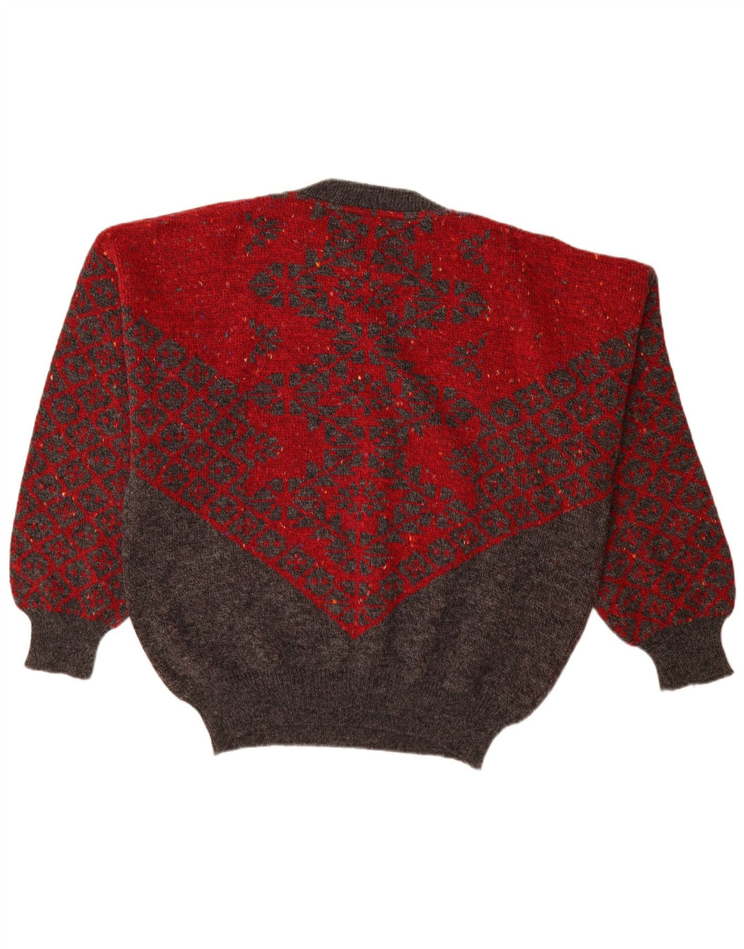 Cacharel Mens Paris Crew Neck Jumper Sweater IT 54 XL Red Geometric Wool