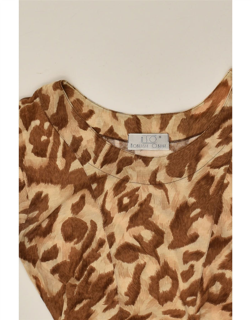 VINTAGE Womens Blouse Top UK 14 Large Brown Animal Print | Vintage Vintage | Thrift | Second-Hand Vintage | Used Clothing | Messina Hembry 