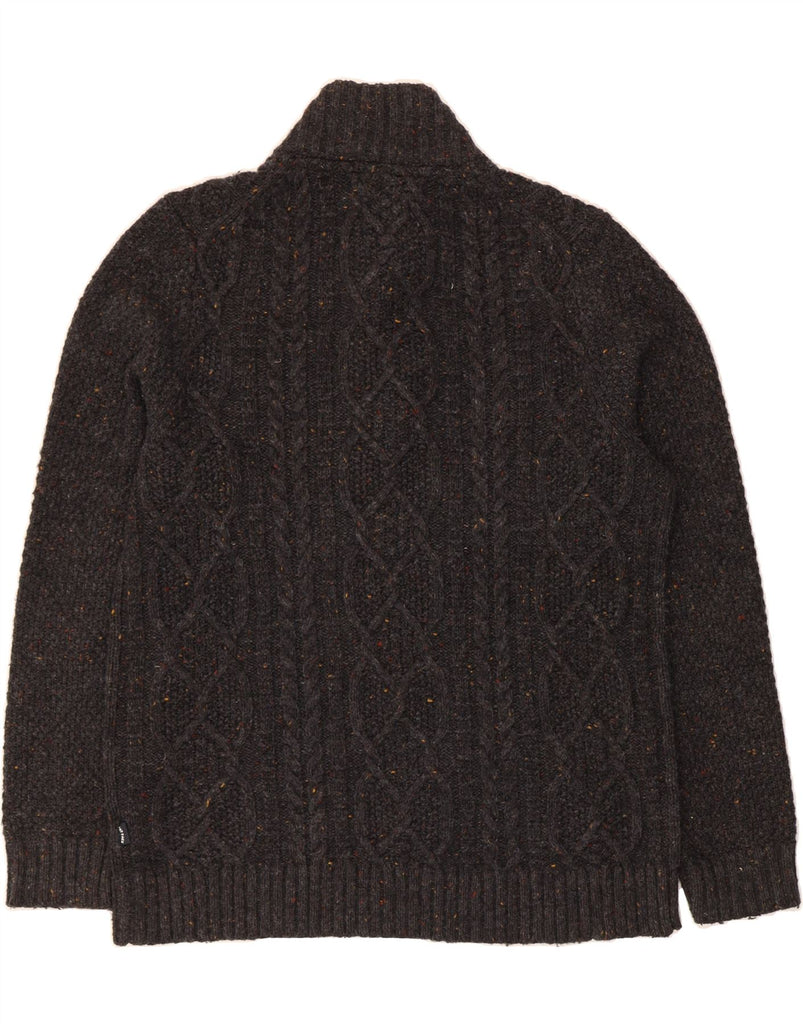 FAT FACE Mens Button Neck Jumper Sweater XL Grey Flecked Wool Vintage Fat Face and Second-Hand Fat Face from Messina Hembry 
