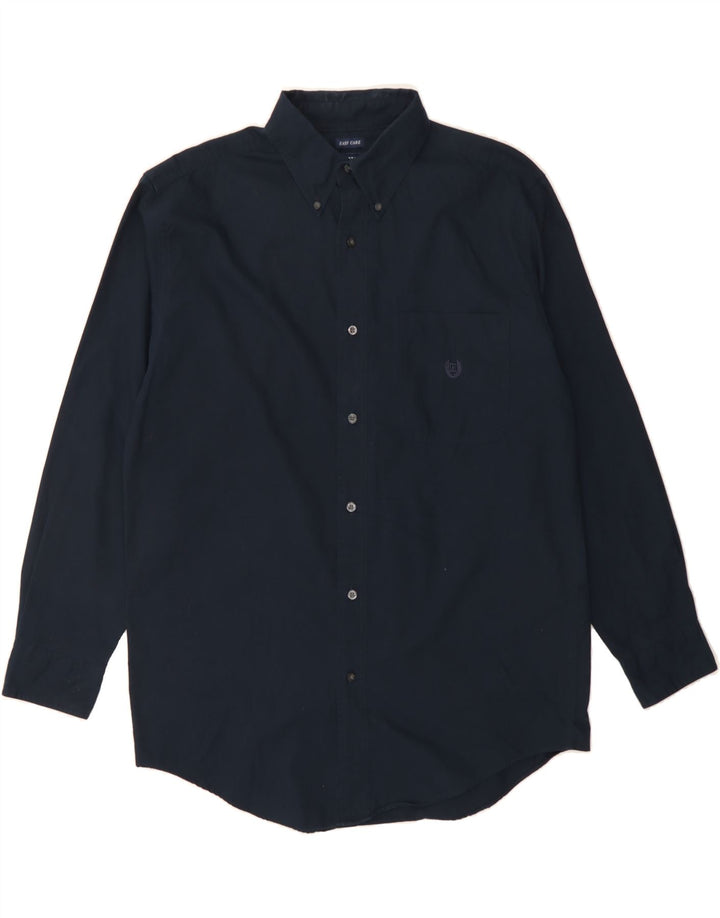 CHAPS Mens Shirt Medium Navy Blue Cotton Vintage Chaps and Second-Hand Chaps from Messina Hembry 