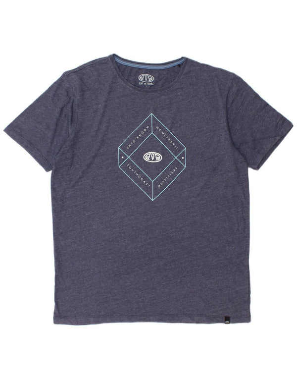 ANIMAL Mens Graphic T-Shirt Top Large Navy Blue Polyester