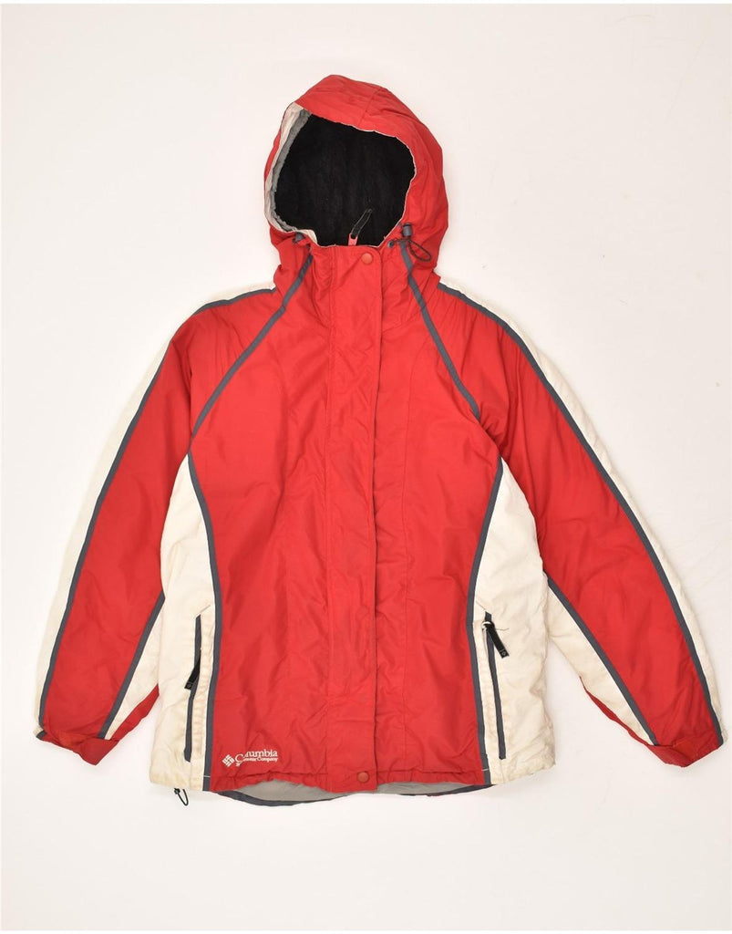 COLUMBIA Womens Loose Fit Hooded Windbreaker Jacket UK 14 Medium Red | Vintage Columbia | Thrift | Second-Hand Columbia | Used Clothing | Messina Hembry 