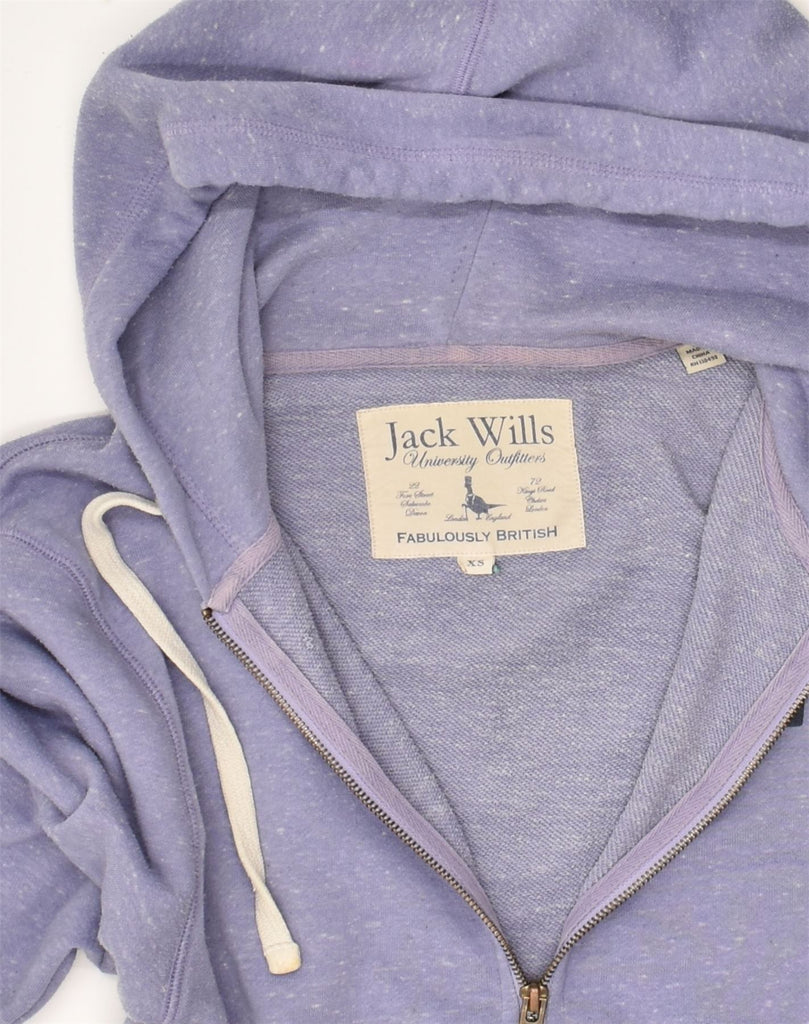 JACK WILLS Womens Loose Fit Graphic Zip Hoodie Sweater UK 6 XS Purple | Vintage Jack Wills | Thrift | Second-Hand Jack Wills | Used Clothing | Messina Hembry 