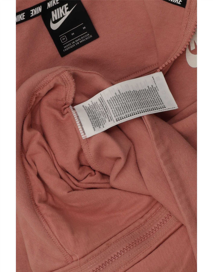 Nike Womens Zip Hoodie Sweater UK 14 Medium Pink Cotton