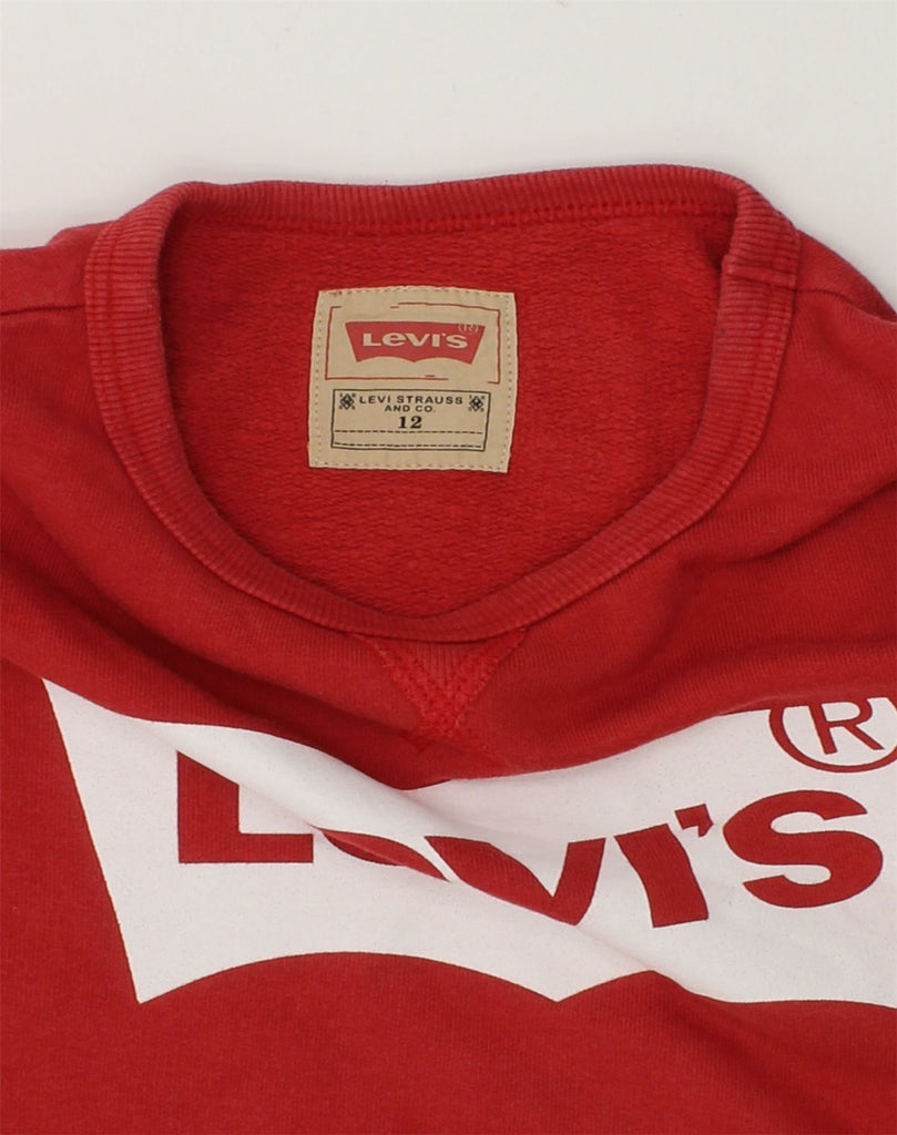 LEVI'S Boys Graphic Sweatshirt Jumper 11-12 Years Red Cotton | Vintage Levi's | Thrift | Second-Hand Levi's | Used Clothing | Messina Hembry 