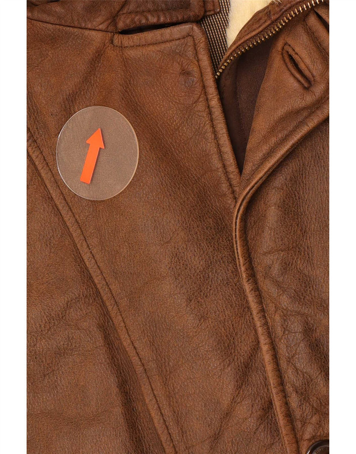 Trapper Mens Leather Jacket UK 50 5XL Brown