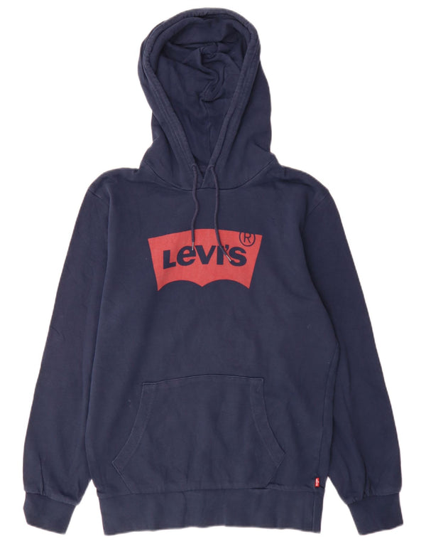 Levi's Mens Standard Graphic Hoodie Jumper Small Navy Blue Cotton