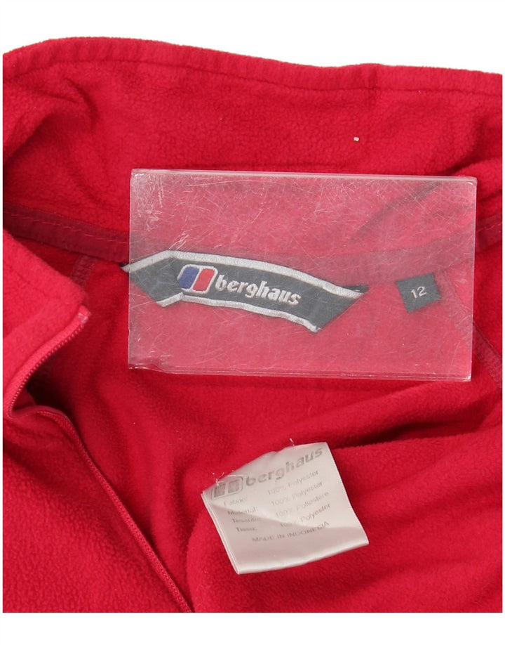 BERGHAUS Womens Zip Neck Fleece Jumper UK 12 Medium Pink Polyester