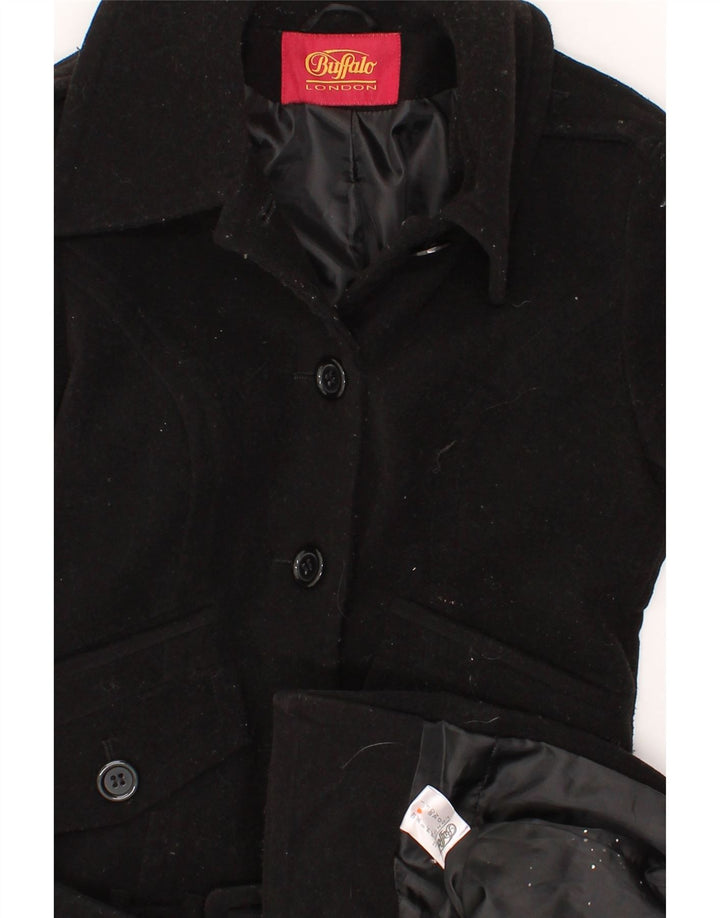 BUFFALO Womens Overcoat UK 8 Small Black Polyester Vintage Buffalo and Second-Hand Buffalo from Messina Hembry 