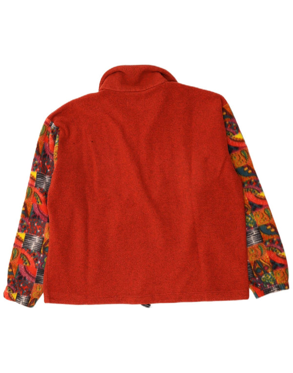 Dubin Mens Zip Neck Fleece Jumper Large Red Geometric