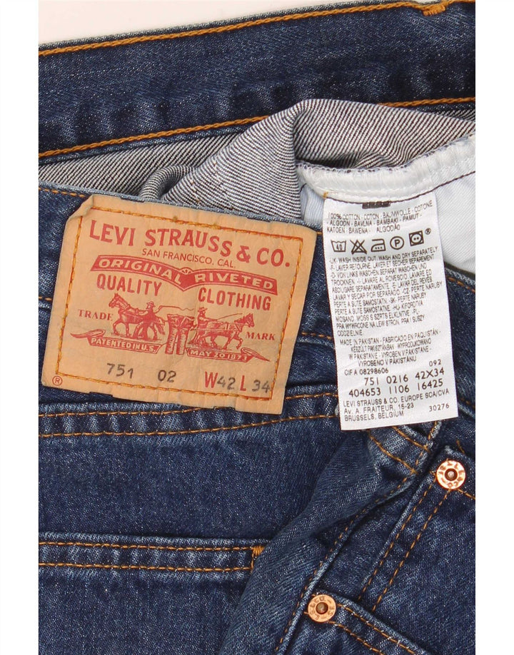 Levi's Mens 751 Straight Jeans W42 L34 Blue Cotton