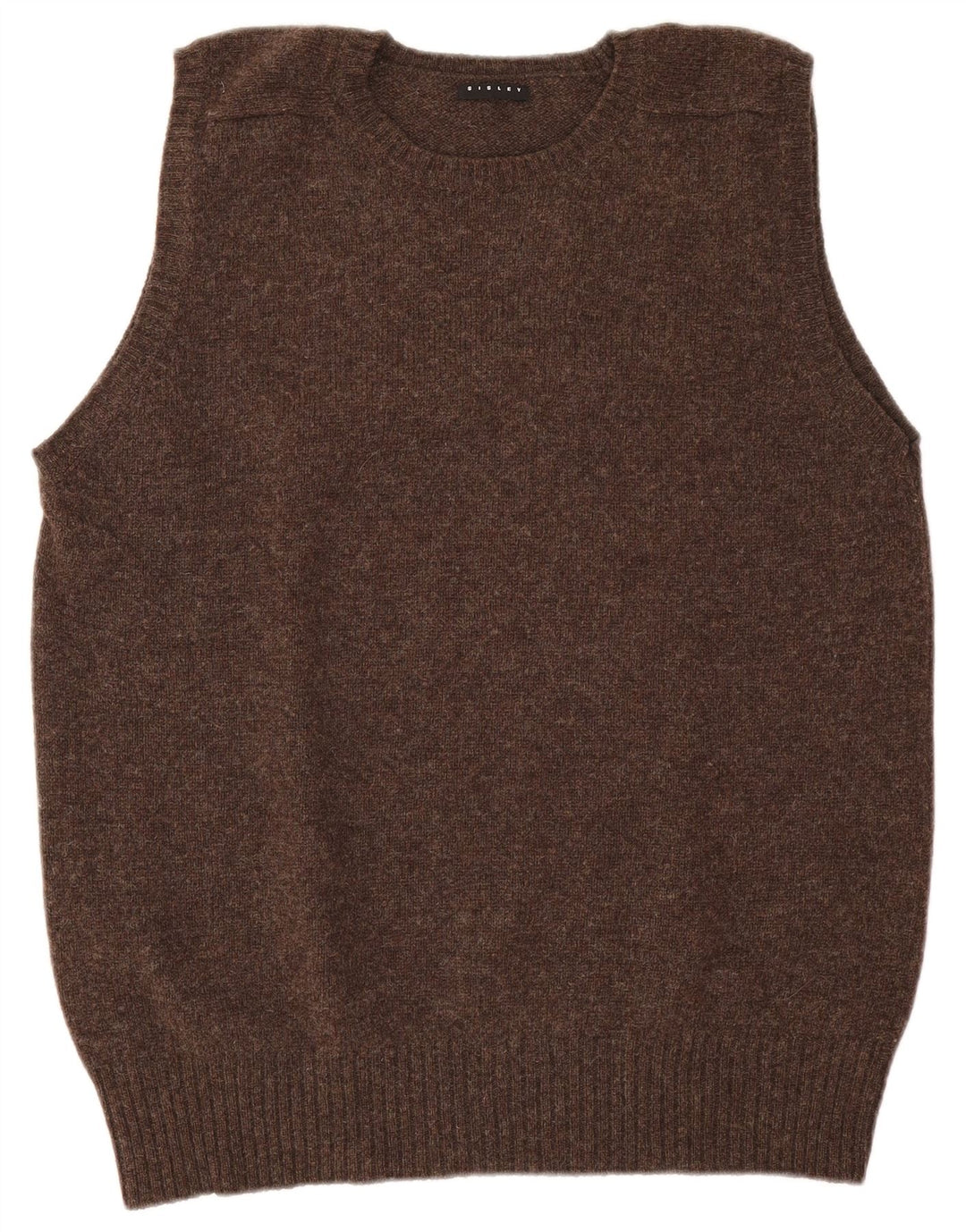 Sisley Mens Vest Tank Top XL Brown Virgin Wool