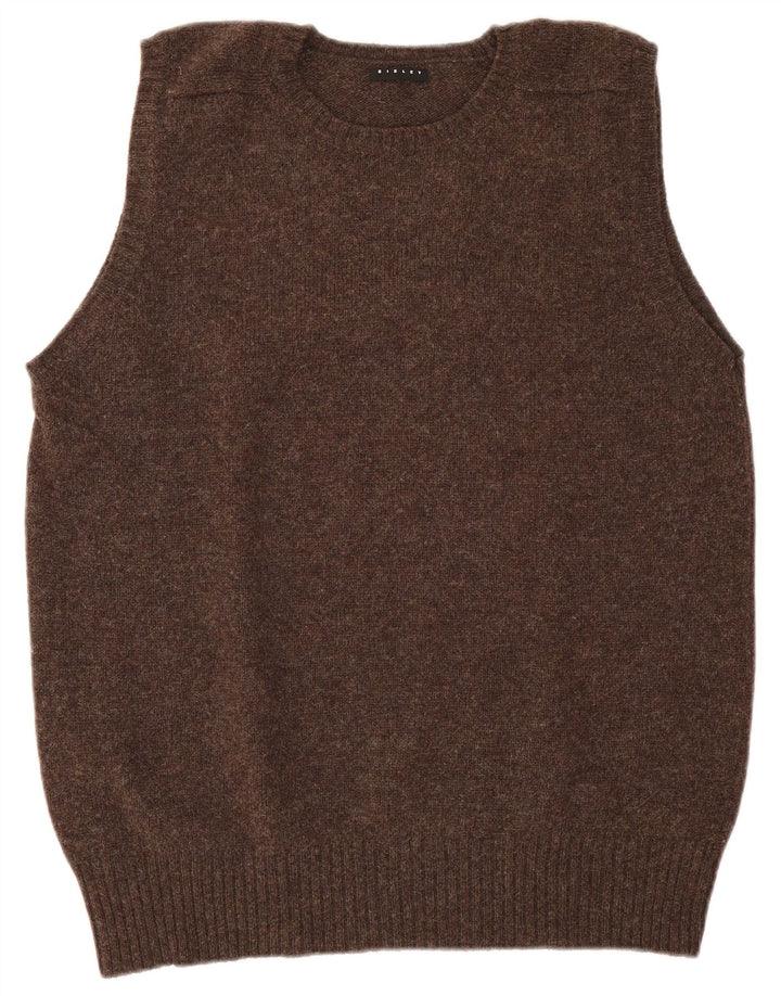 Sisley Mens Vest Tank Top XL Brown Virgin Wool