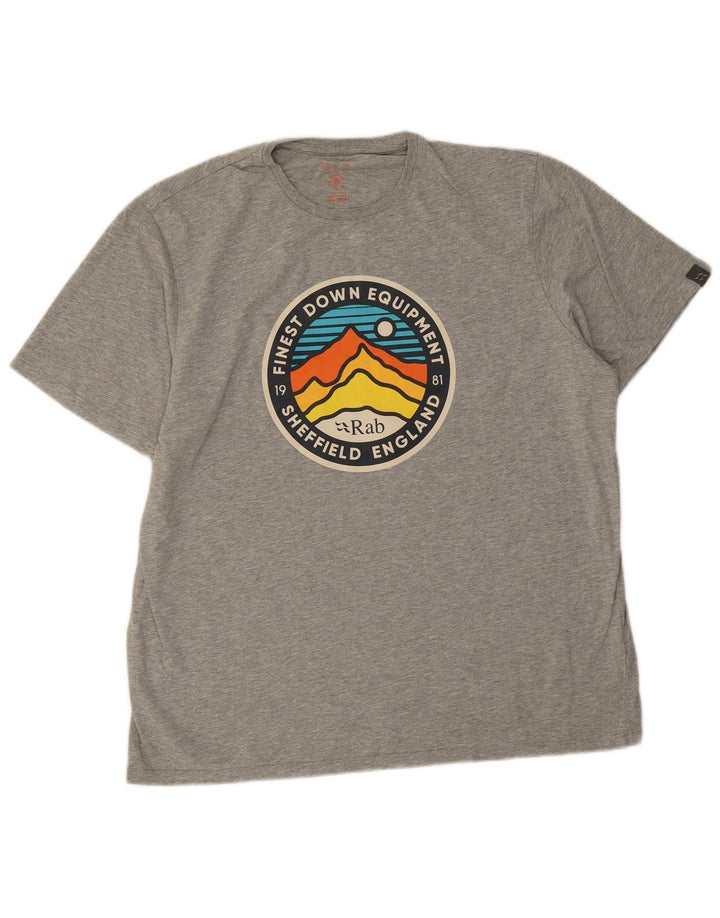 Rab Mens Graphic T-Shirt Top XL Grey Cotton