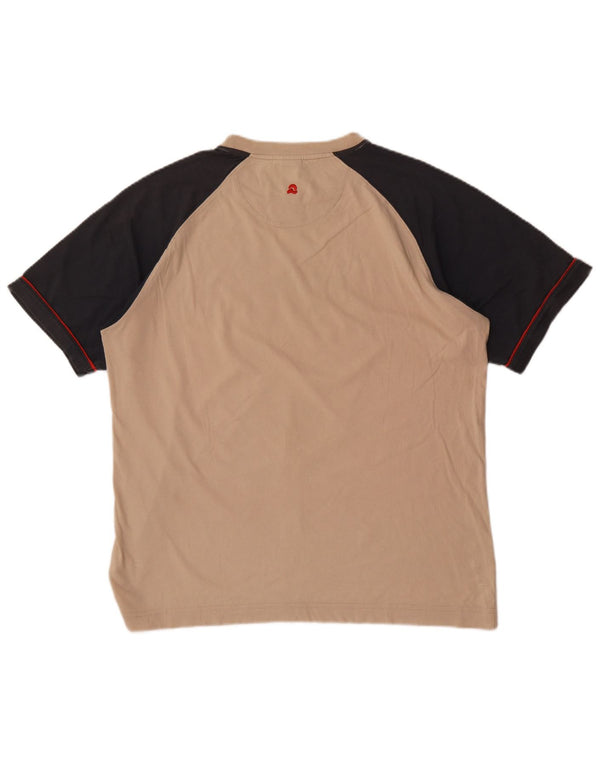 Invicta Mens Graphic T-Shirt Top Large Beige Colourblock Cotton