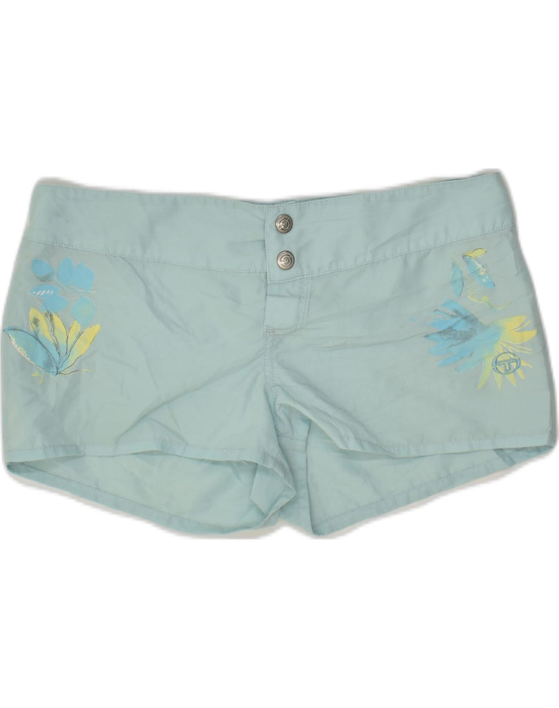 SERGIO TACCHINI Womens Hot Pants W30 Medium  Blue Floral | Vintage Sergio Tacchini | Thrift | Second-Hand Sergio Tacchini | Used Clothing | Messina Hembry 