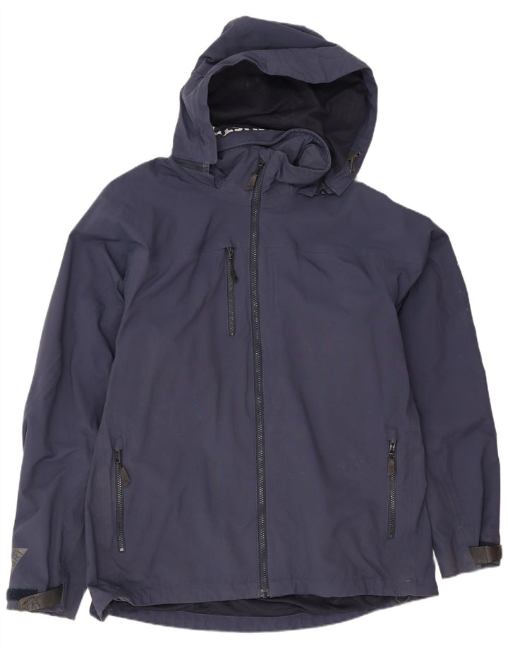 Musto Mens Hooded Rain Jacket UK 40 Large Navy Blue Polyester