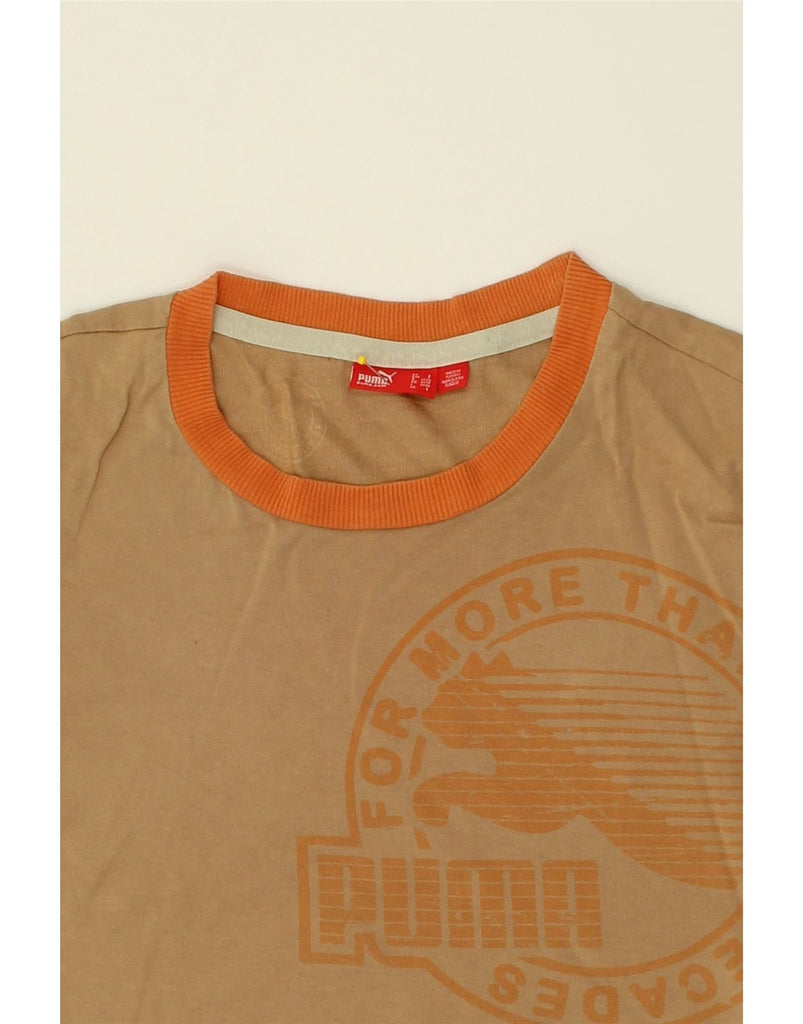 PUMA Mens Graphic T-Shirt Top Small Brown | Vintage Puma | Thrift | Second-Hand Puma | Used Clothing | Messina Hembry 