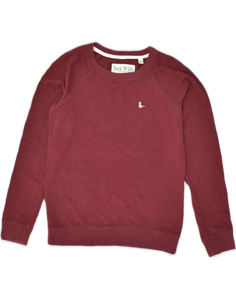 JACK WILLS Womens Sweatshirt Jumper UK 10 Small  Maroon Cotton | Vintage Jack Wills | Thrift | Second-Hand Jack Wills | Used Clothing | Messina Hembry 