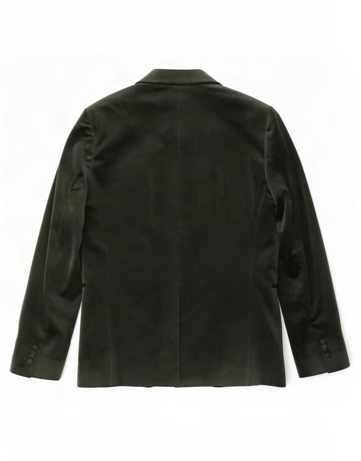 Moncrief Mens 1 Button Velour Blazer Jacket UK 38 Medium Green Polyester