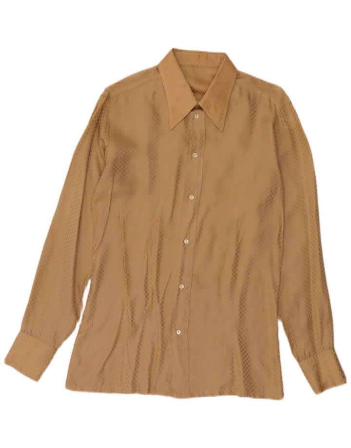 Vintage Mens Shirt Small Brown Geometric