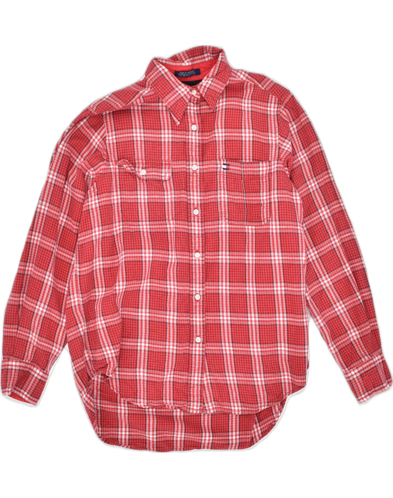 TOMMY HILFIGER Womens Shirt US 8 Medium Red Check Cotton | Vintage | Thrift | Second-Hand | Used Clothing | Messina Hembry 