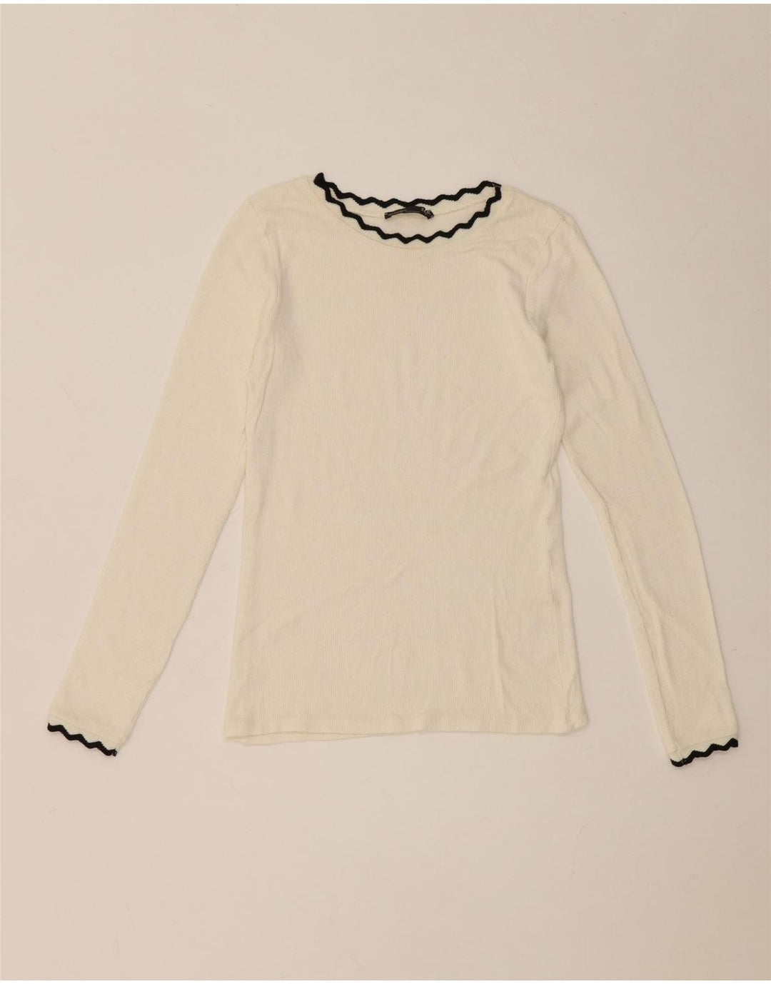 Zara Womens Crop Top Long Sleeve UK 8 Small White