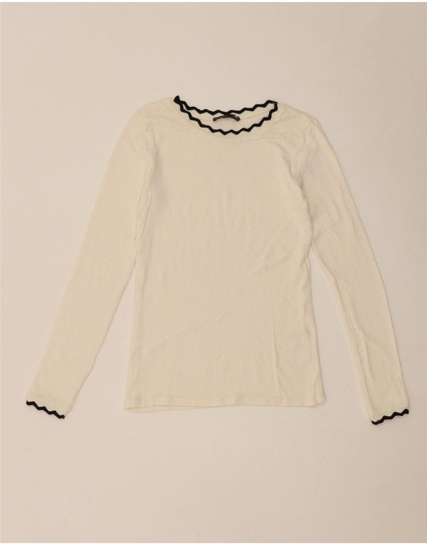 Zara Womens Crop Top Long Sleeve UK 8 Small White