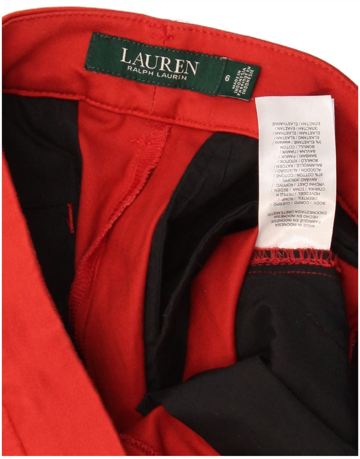 RALPH LAUREN Womens Slim Chino Trousers US 6 Medium W32 L26 Red Cotton