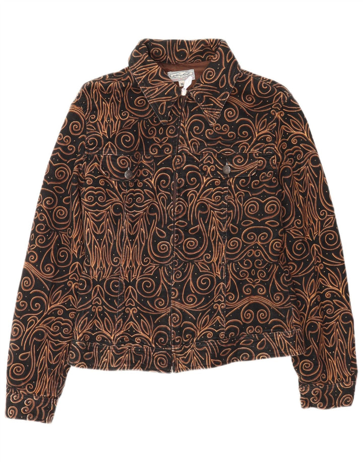 Vintage Womens Utility Jacket UK 14 Medium Black Paisley