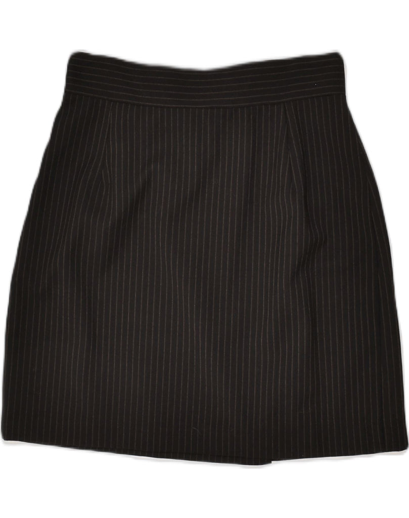 VALENTINO Womens Wrap Skirt IT 44 Medium W28 Black Pinstripe Polyester | Vintage Valentino | Thrift | Second-Hand Valentino | Used Clothing | Messina Hembry 