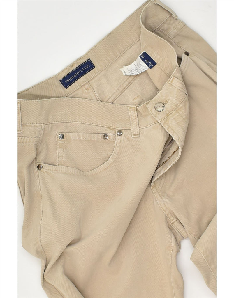 TRUSSARDI JEANS Mens Straight Casual Trousers W38 L28 Beige Cotton | Vintage Trussardi Jeans | Thrift | Second-Hand Trussardi Jeans | Used Clothing | Messina Hembry 