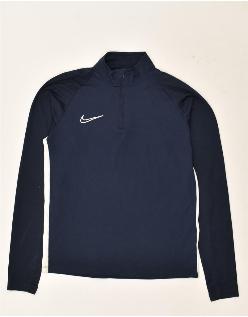 NIKE Mens Zip Neck Pullover Tracksuit Top Medium Navy Blue Colourblock | Vintage Nike | Thrift | Second-Hand Nike | Used Clothing | Messina Hembry 