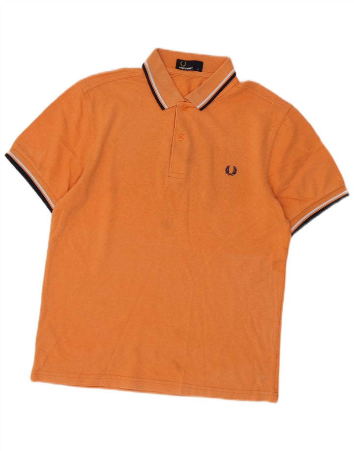 FRED PERRY Mens Polo Shirt Small Orange Cotton