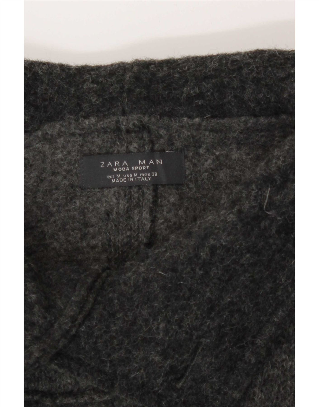 Zara Mens Hooded Double Breasted Windbreaker Coat UK 38 Medium Grey Wool