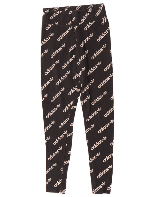 Adidas Womens Graphic Leggings UK 12 Medium Black Cotton