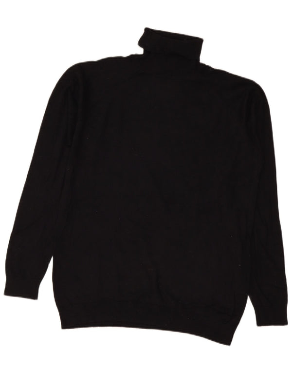 Zara Mens Roll Neck Jumper Sweater Medium Black Viscose