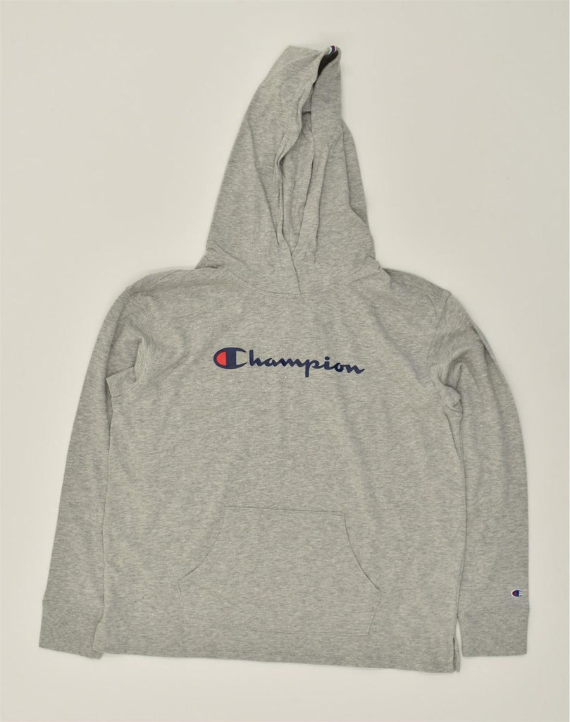 CHAMPION Womens Graphic Hoodie Jumper UK 12 Medium Grey | Vintage Champion | Thrift | Second-Hand Champion | Used Clothing | Messina Hembry 