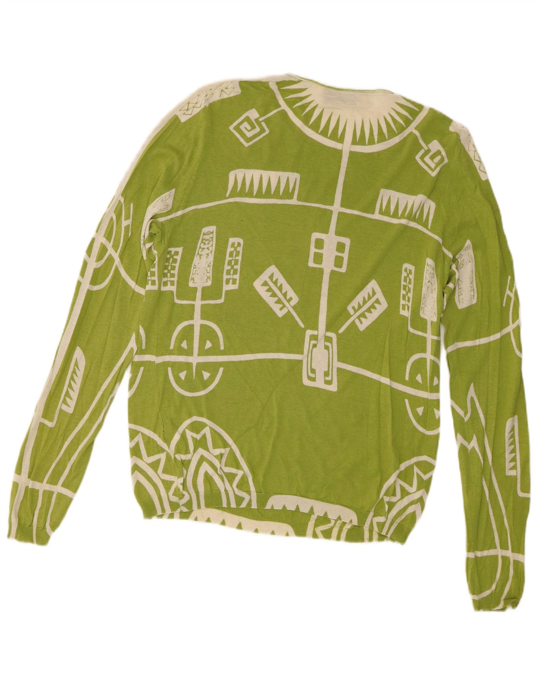 Richmond Womens Crew Neck Jumper Sweater IT 48 XL Green Geometric Silk